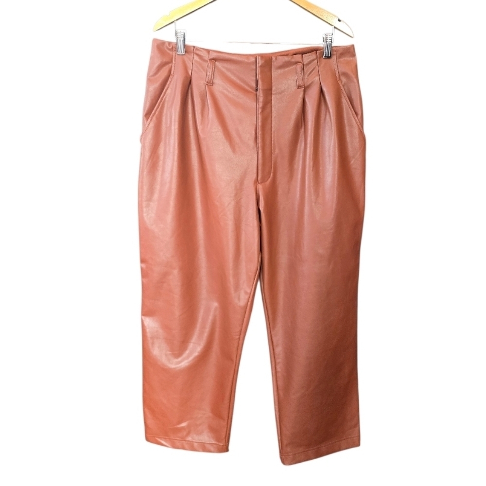 Abercombie & Fitch Rust Brown Faux Leather High Rise Pants XL